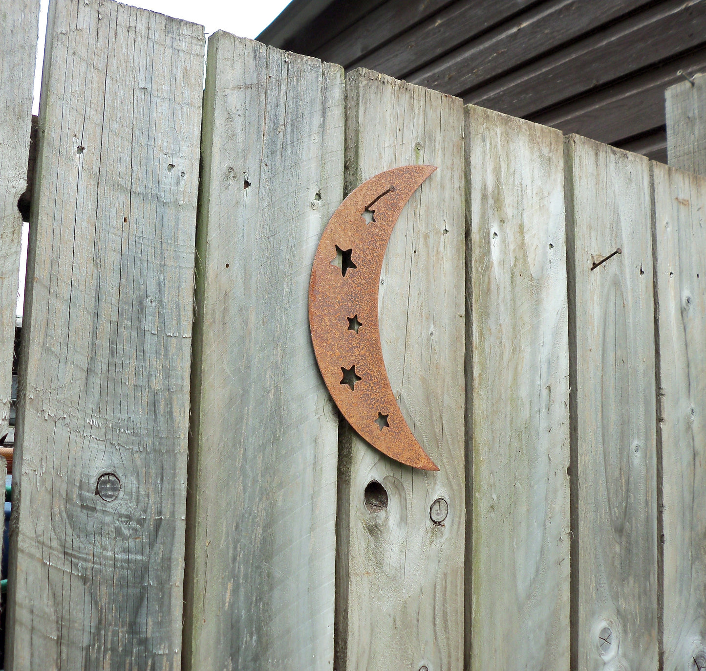 Rusty Metal CRESCENT MOON Garden Ornament. Rustic Garden Decor. Rusted Steel Garden Art. Metal MOON Garden Decoration. Vintage Birthday Gift