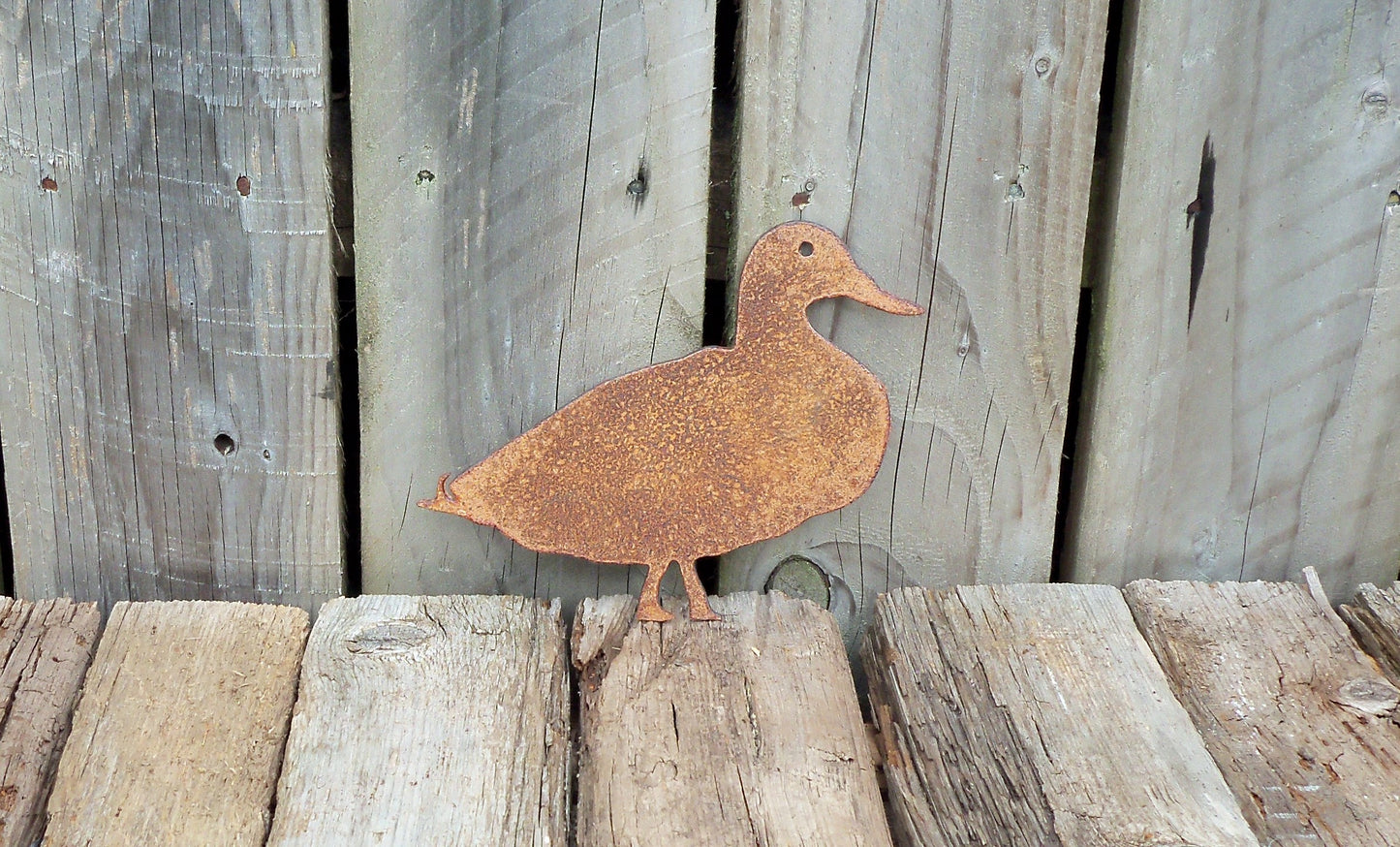 Rusty Metal DUCK -Small Garden Ornament. Rustic Garden Decor. Metal Garden Duck Decoration. Rusted Steel Garden Art. Birthday Gift Present.
