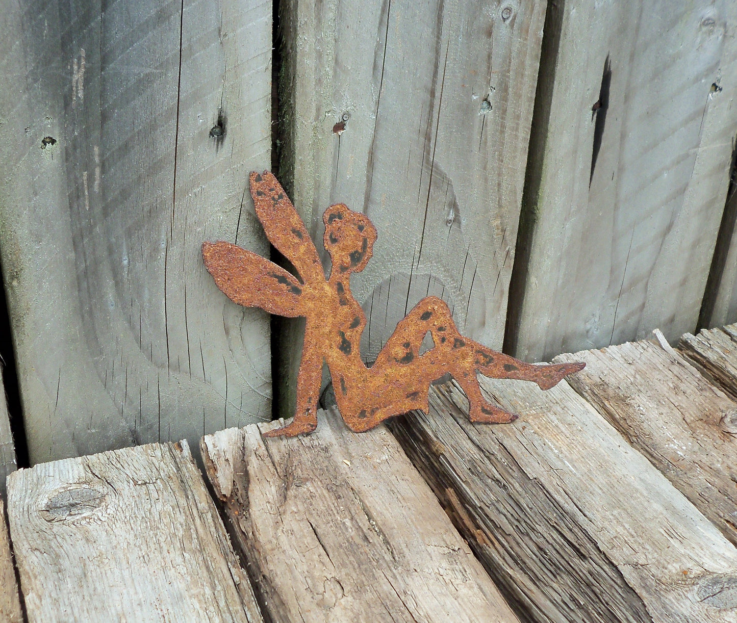 Rusty Metal FAIRY Garden Ornament. Rustic Garden Decor. Metal Garden FAIRY Decoration. Rusted Steel Garden Art. Vintage. Birthday Gift Mum.