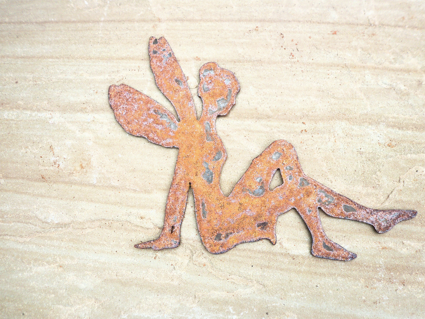 Rusty Metal FAIRY Garden Ornament. Rustic Garden Decor. Metal Garden FAIRY Decoration. Rusted Steel Garden Art. Vintage. Birthday Gift Mum.