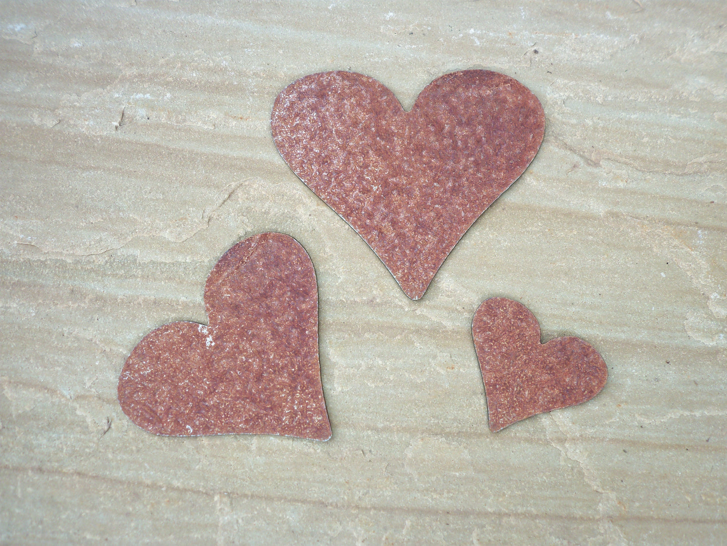 Rusty Metal LOVE HEARTS x 3 Garden Ornaments. Rustic Garden Decor. Metal Garden Hearts Decoration. Rusted Steel Garden Art. Vintage Gift.