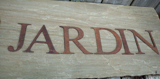 Rusty Metal JARDIN Sign Letters. 5" Metal Lettering. Rustic Garden Decoration. Rusted Steel Shop House Sign. Metal Garden Sign Vintage Decor
