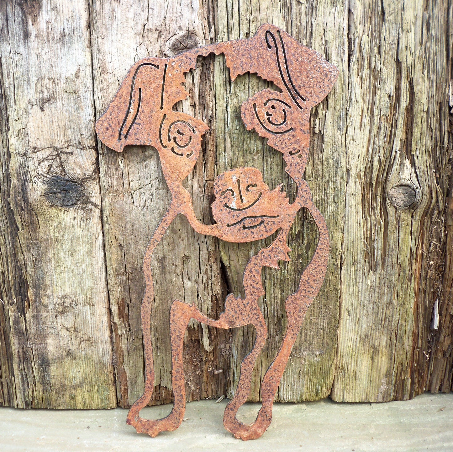 Rusty Metal JACK RUSSELL DOG Garden Ornament. Rustic Garden Decor. Metal Garden Dog Decoration. Rusted Steel Garden Art. Vintage Plaque Gift.