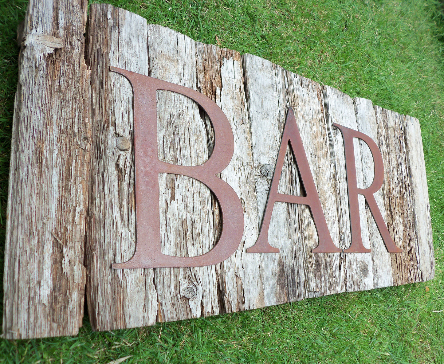 Rusty Metal BAR Sign Letters. 10" Metal Lettering. Rustic Garden Decoration. Rusted Steel Shop House Sign. Garden BAR Sign Vintage Decor. Dad.