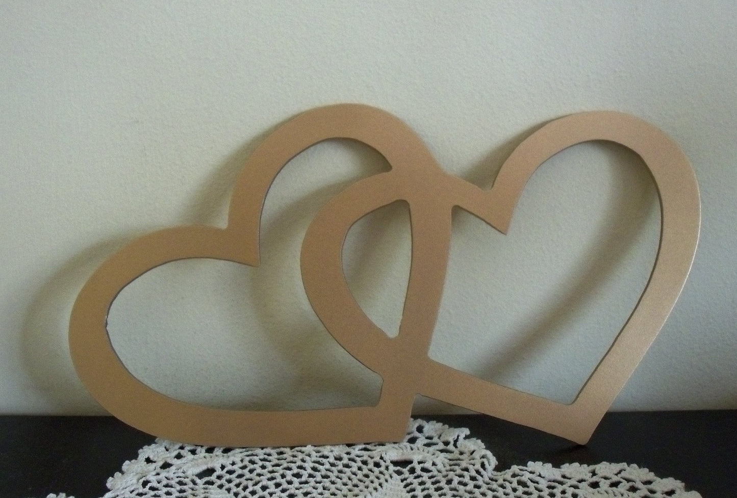 Gold Painted Metal Entwined HEARTS Home & Garden Ornament. Metal HEART Home Decoration. Painted Steel Home Art Decor Birthday Gift Love