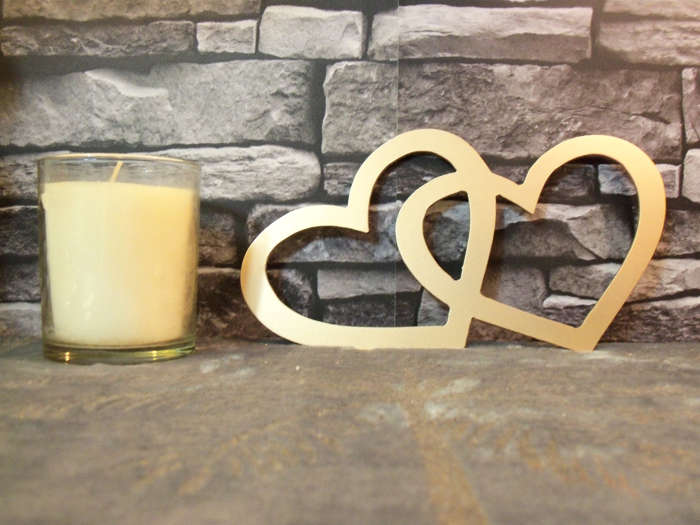 Gold Painted Metal Entwined HEARTS Home & Garden Ornament. Metal HEART Home Decoration. Painted Steel Home Art Decor Birthday Gift Love