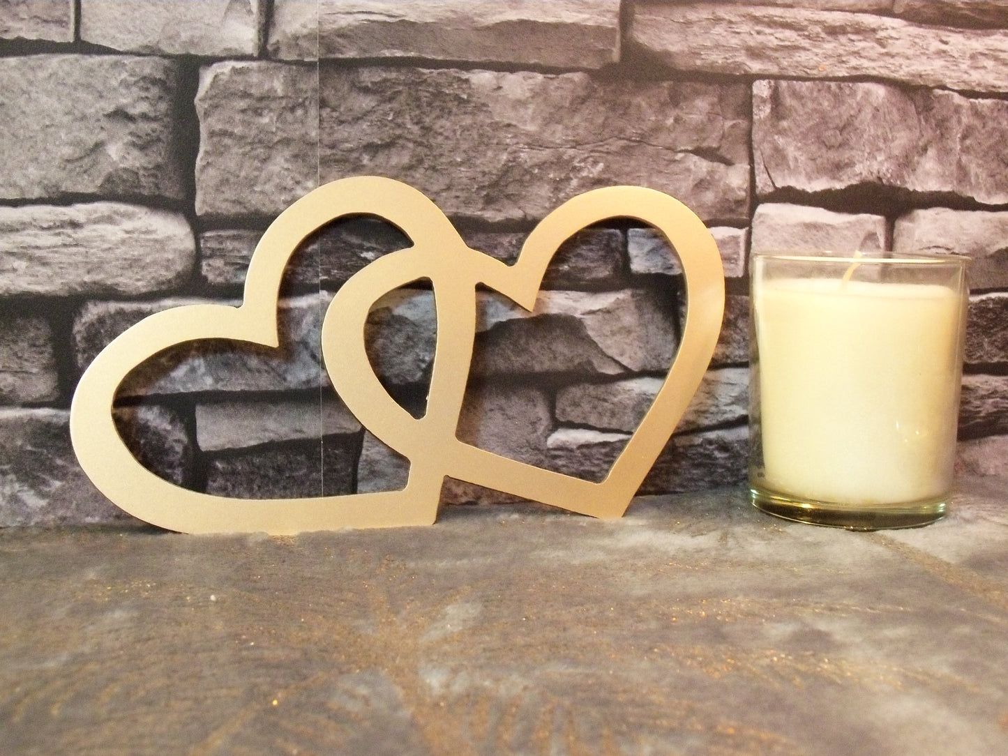 Gold Painted Metal Entwined HEARTS Home & Garden Ornament. Metal HEART Home Decoration. Painted Steel Home Art Decor Birthday Gift Love