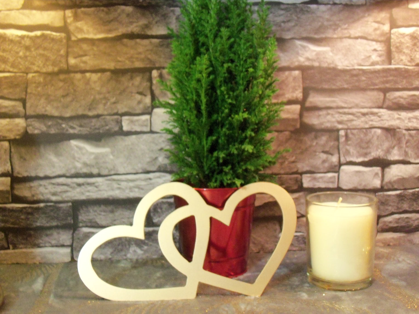 Gold Painted Metal Entwined HEARTS Home & Garden Ornament. Metal HEART Home Decoration. Painted Steel Home Art Decor Birthday Gift Love