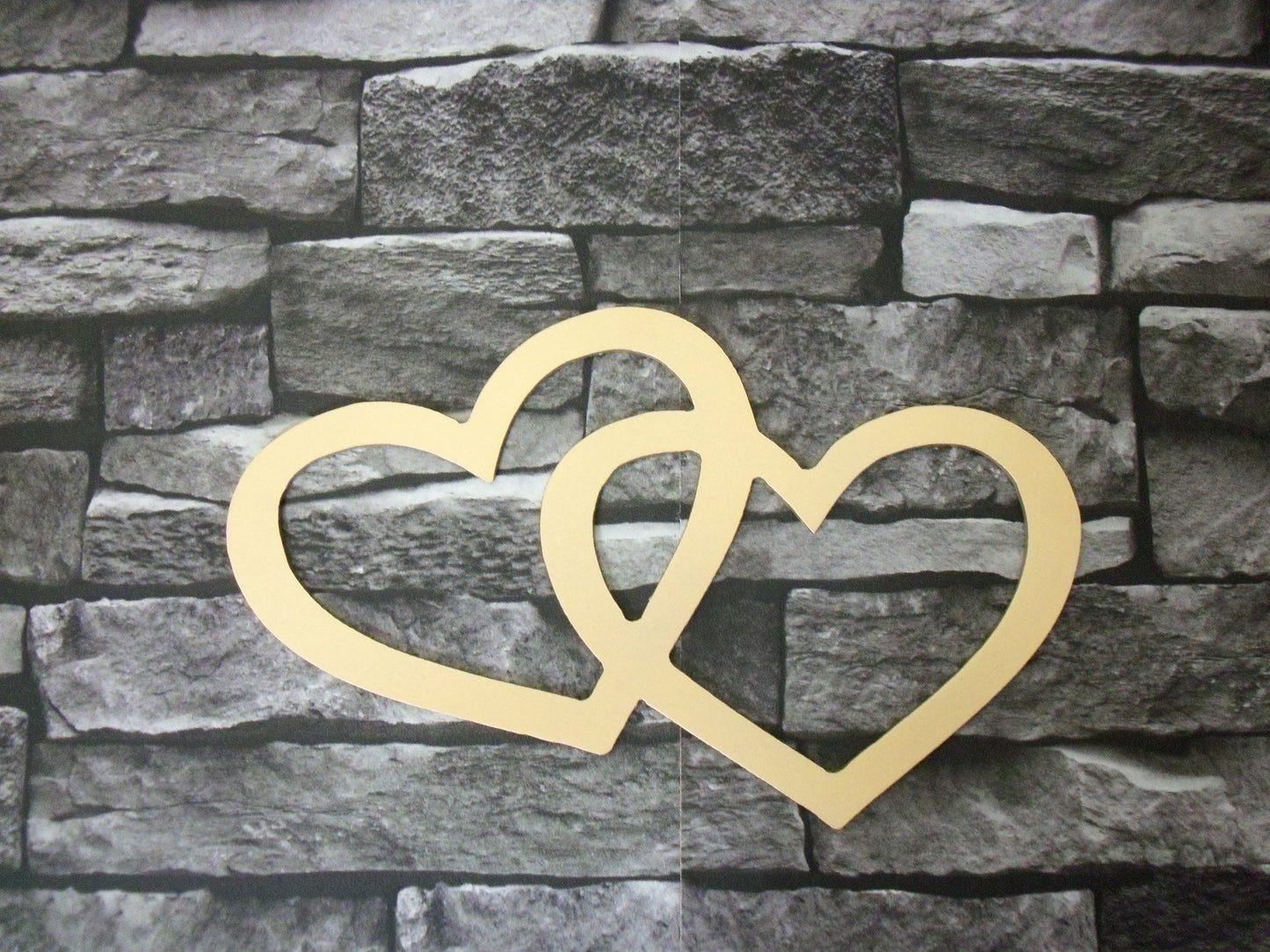 Gold Painted Metal Entwined HEARTS Home & Garden Ornament. Metal HEART Home Decoration. Painted Steel Home Art Decor Birthday Gift Love