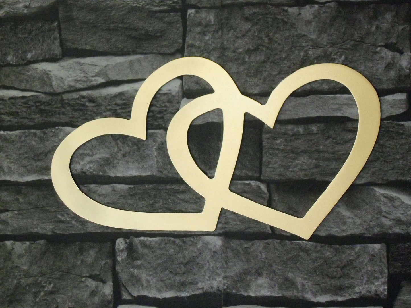 Gold Painted Metal Entwined HEARTS Home & Garden Ornament. Metal HEART Home Decoration. Painted Steel Home Art Decor Birthday Gift Love