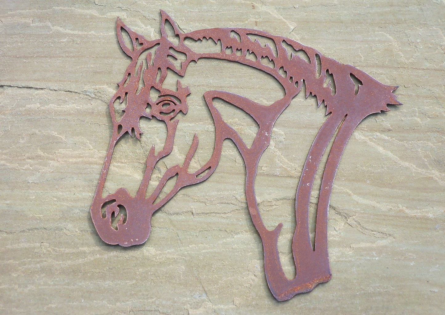 Rusty Metal HORSE Head Garden Ornament. Rustic Garden Decor. Metal Garden HORSE Decoration. Rusted Steel Garden Art. Vintage Stables Gift.