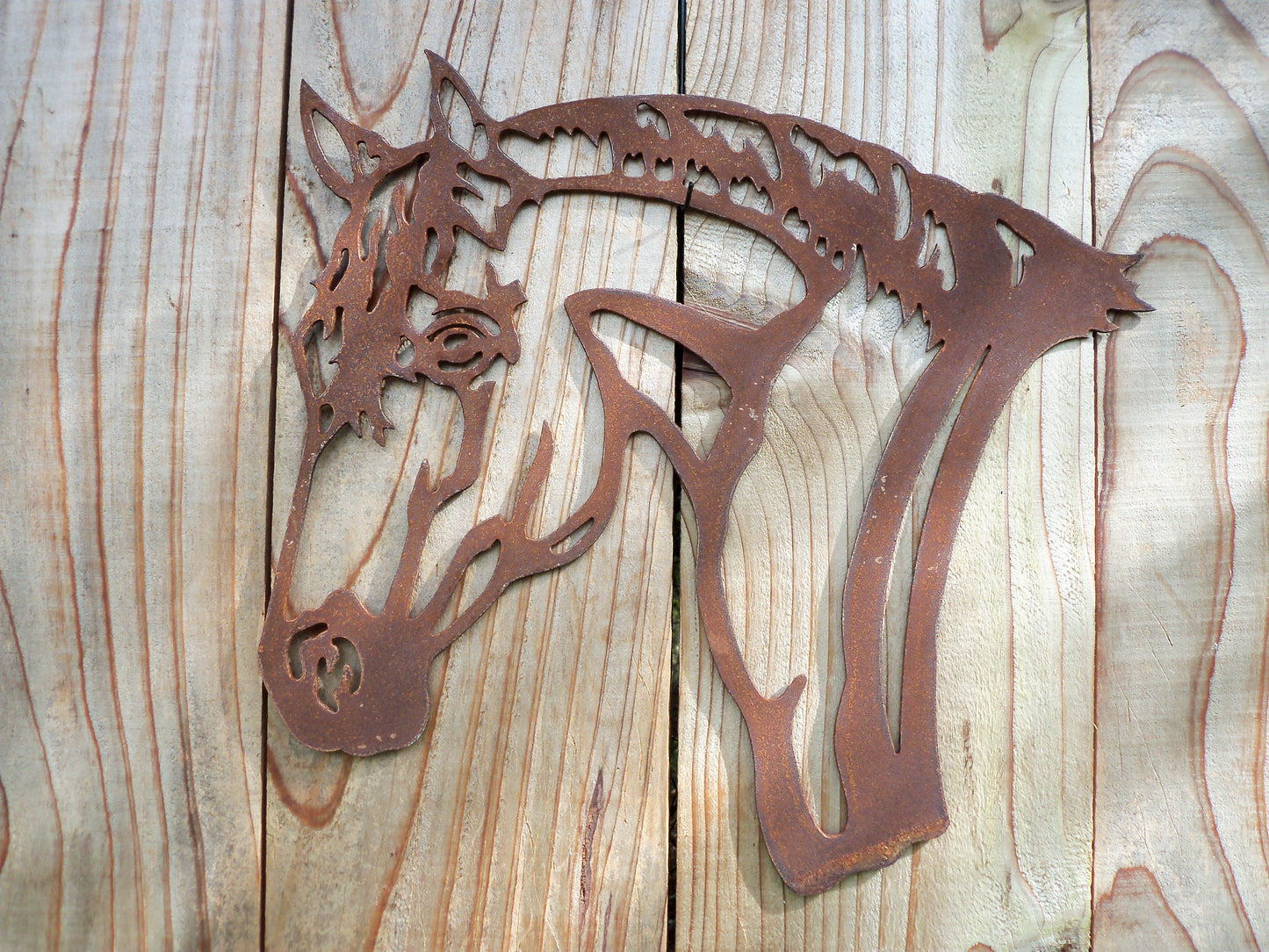 Rusty Metal HORSE Head Garden Ornament. Rustic Garden Decor. Metal Garden HORSE Decoration. Rusted Steel Garden Art. Vintage Stables Gift.
