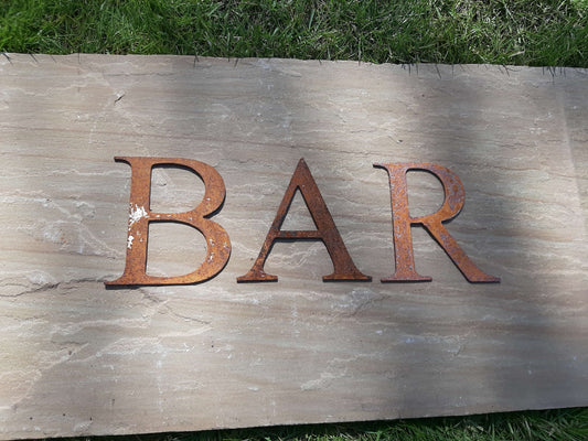 Rusty Metal BAR Sign Letters. 5" Metal Lettering. Rustic Garden Decoration. Rusted Steel Shop House Sign. Metal Garden Sign Vintage Decor.