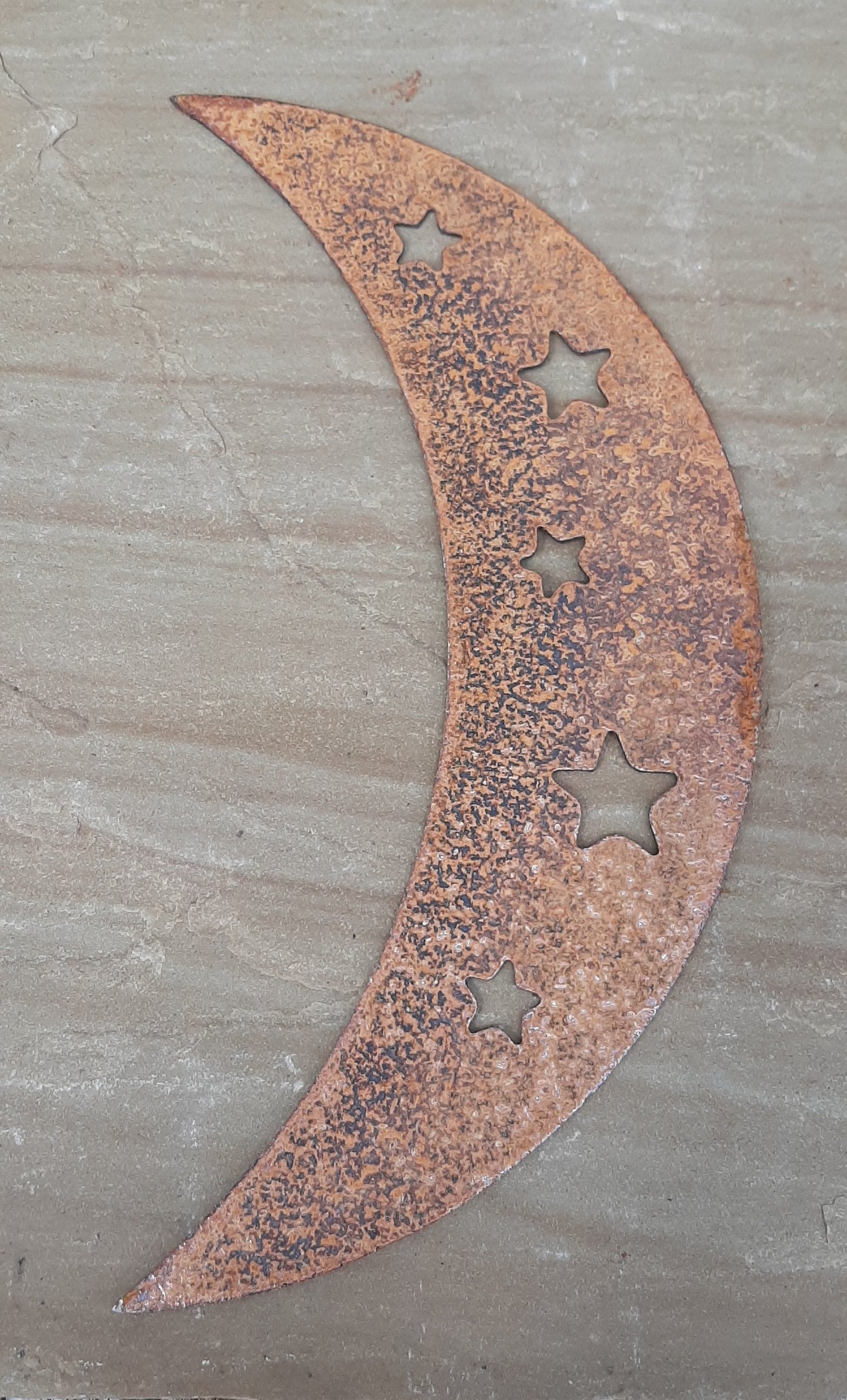 Rusty Metal CRESCENT MOON Garden Ornament. Rustic Garden Decor. Rusted Steel Garden Art. Metal MOON Garden Decoration. Vintage Birthday Gift