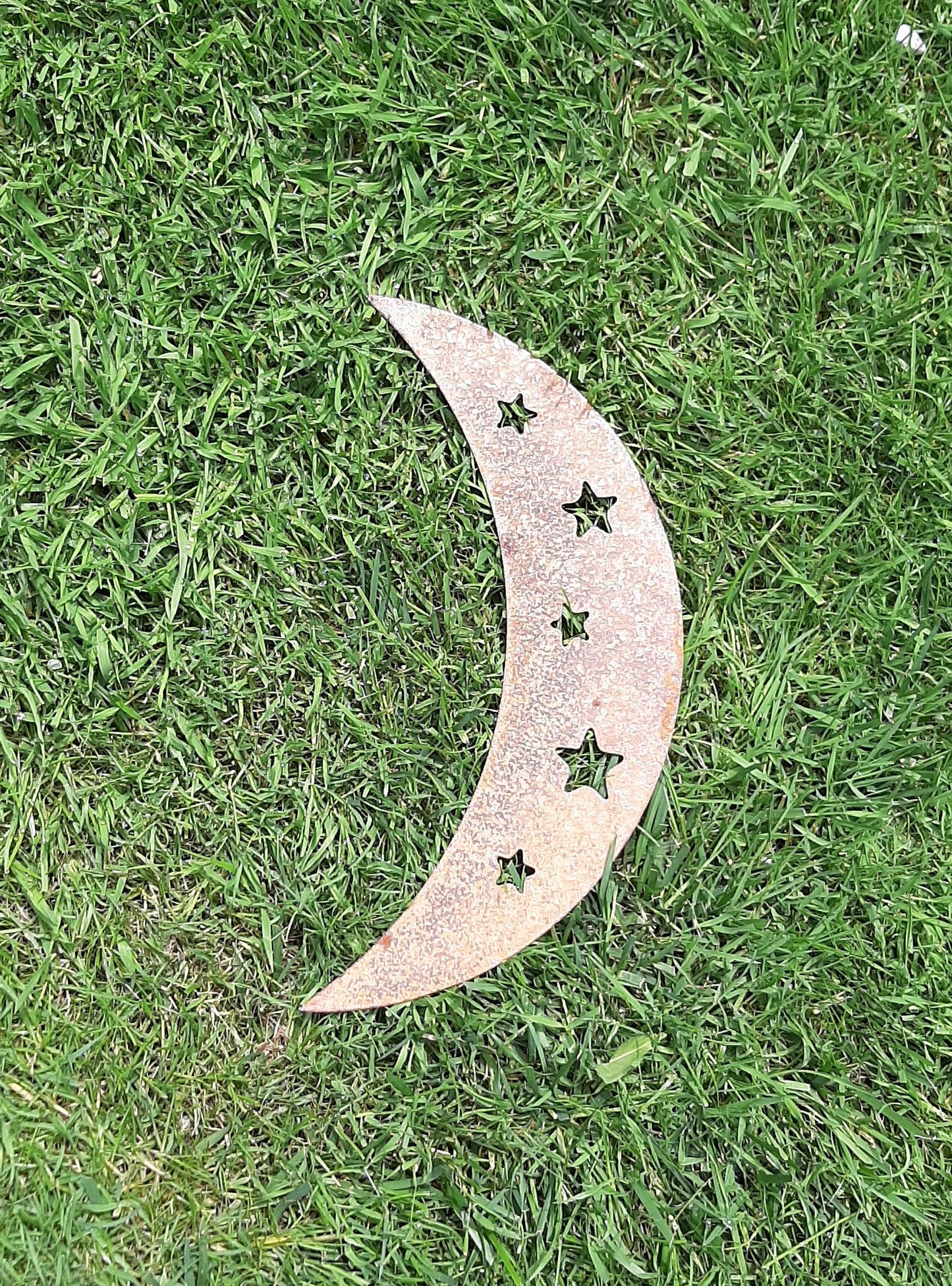 Rusty Metal CRESCENT MOON Garden Ornament. Rustic Garden Decor. Rusted Steel Garden Art. Metal MOON Garden Decoration. Vintage Birthday Gift