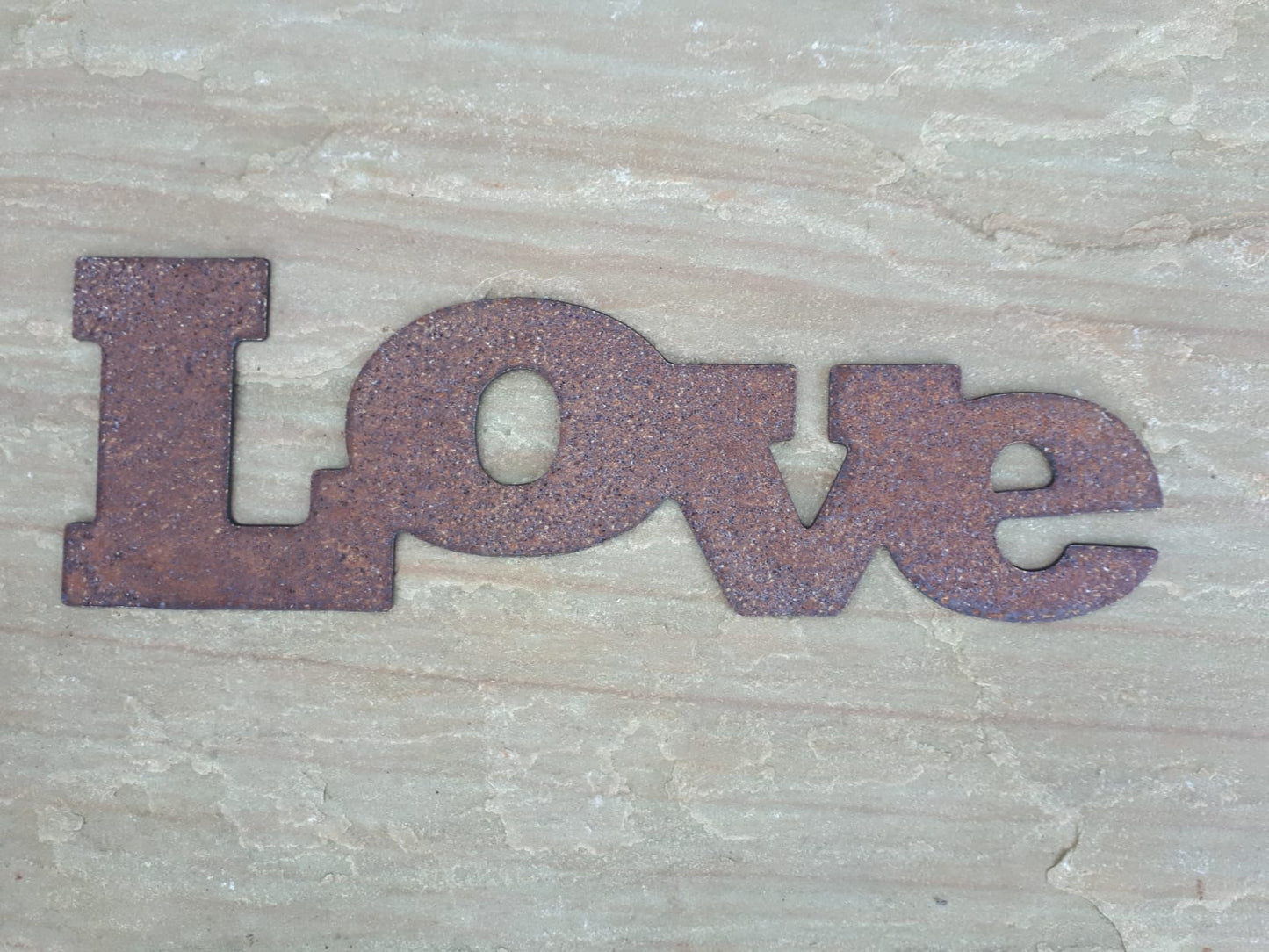 Rusty Metal 'LOVE' Sign Plaque Garden Ornament. Rustic Garden Decor. Metal Garden Decoration. Rusted Steel Garden Wall Art Birthday Gift Mum