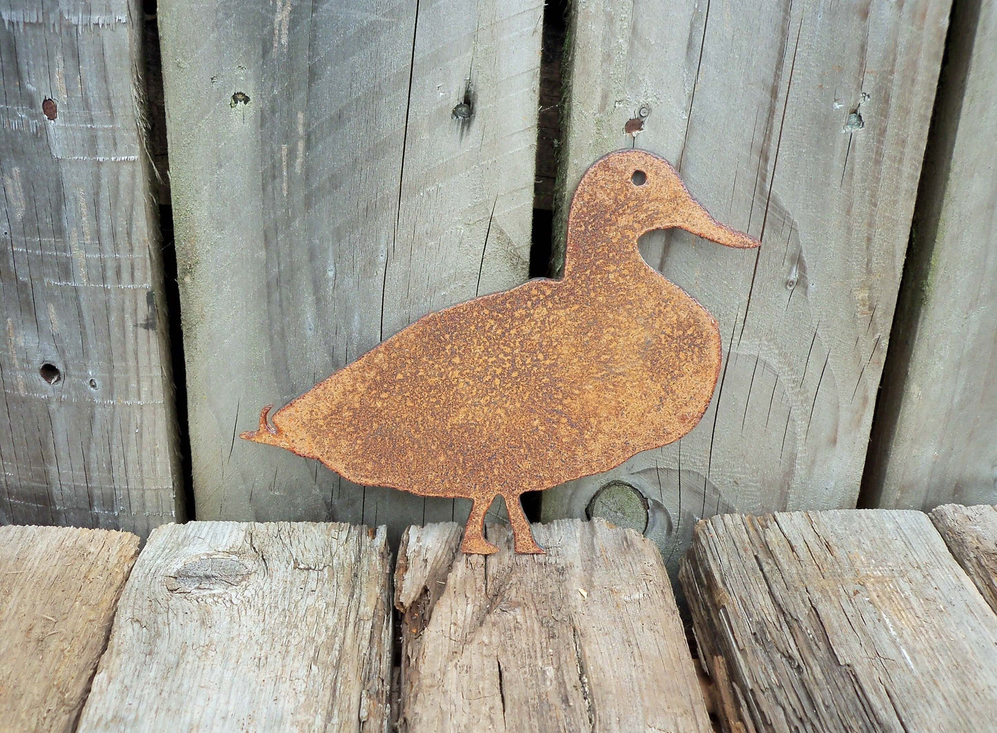 Rusty Metal DUCK -Small Garden Ornament. Rustic Garden Decor. Metal Garden Duck Decoration. Rusted Steel Garden Art. Birthday Gift Present.