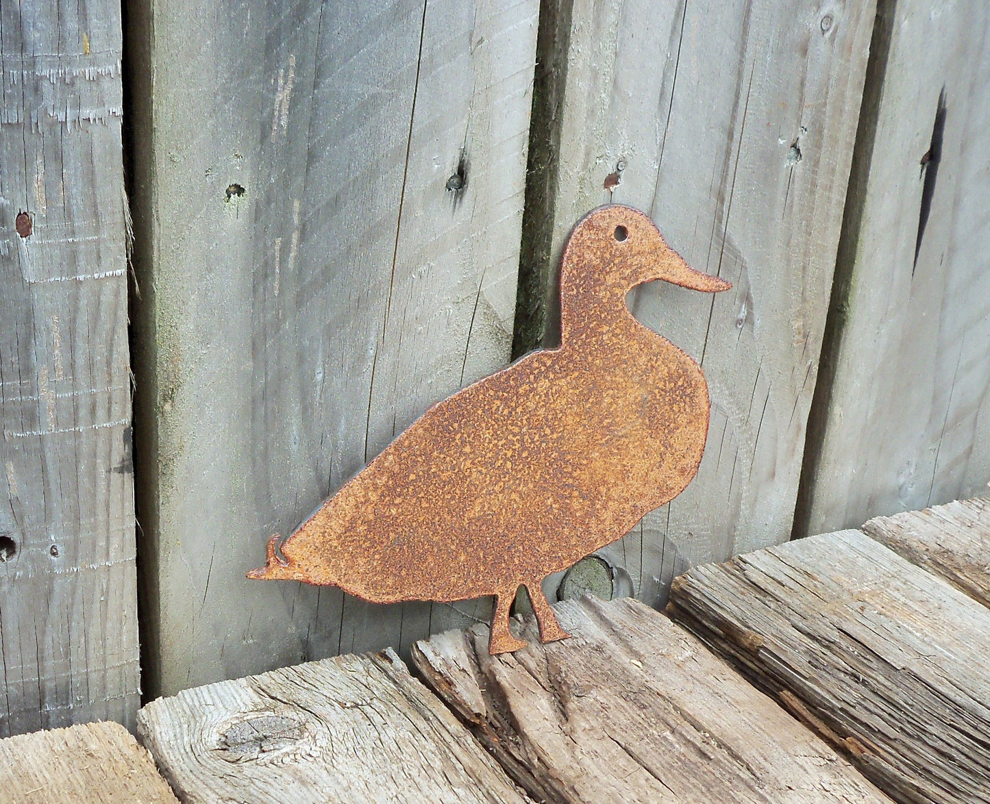 Rusty Metal DUCK -Small Garden Ornament. Rustic Garden Decor. Metal Garden Duck Decoration. Rusted Steel Garden Art. Birthday Gift Present.