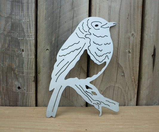 Metal ROBIN Bird Garden Ornament. Rustic Garden Decor. Metal Garden Bird Decoration. Steel Home & Garden Wall Tree Art. Birthday Present.