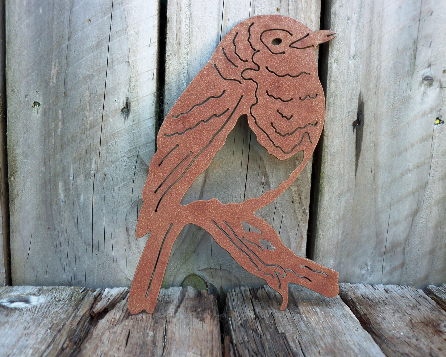 Rusty Metal ROBIN Bird Garden Ornament. Rustic Garden Decor. Metal Garden Robin Decoration. Rusted Steel Garden Art. Birthday Gift for Mum.