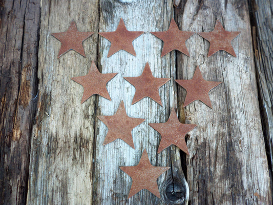 Rusty Metal Small STARS x 10 Garden Ornaments. Rustic Garden Art Steel Decoration Vintage Gift