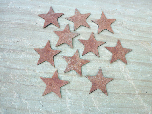 Rusty Metal Small STARS x 10 Garden Ornaments. Rustic Garden Art Steel Decoration Vintage Gift