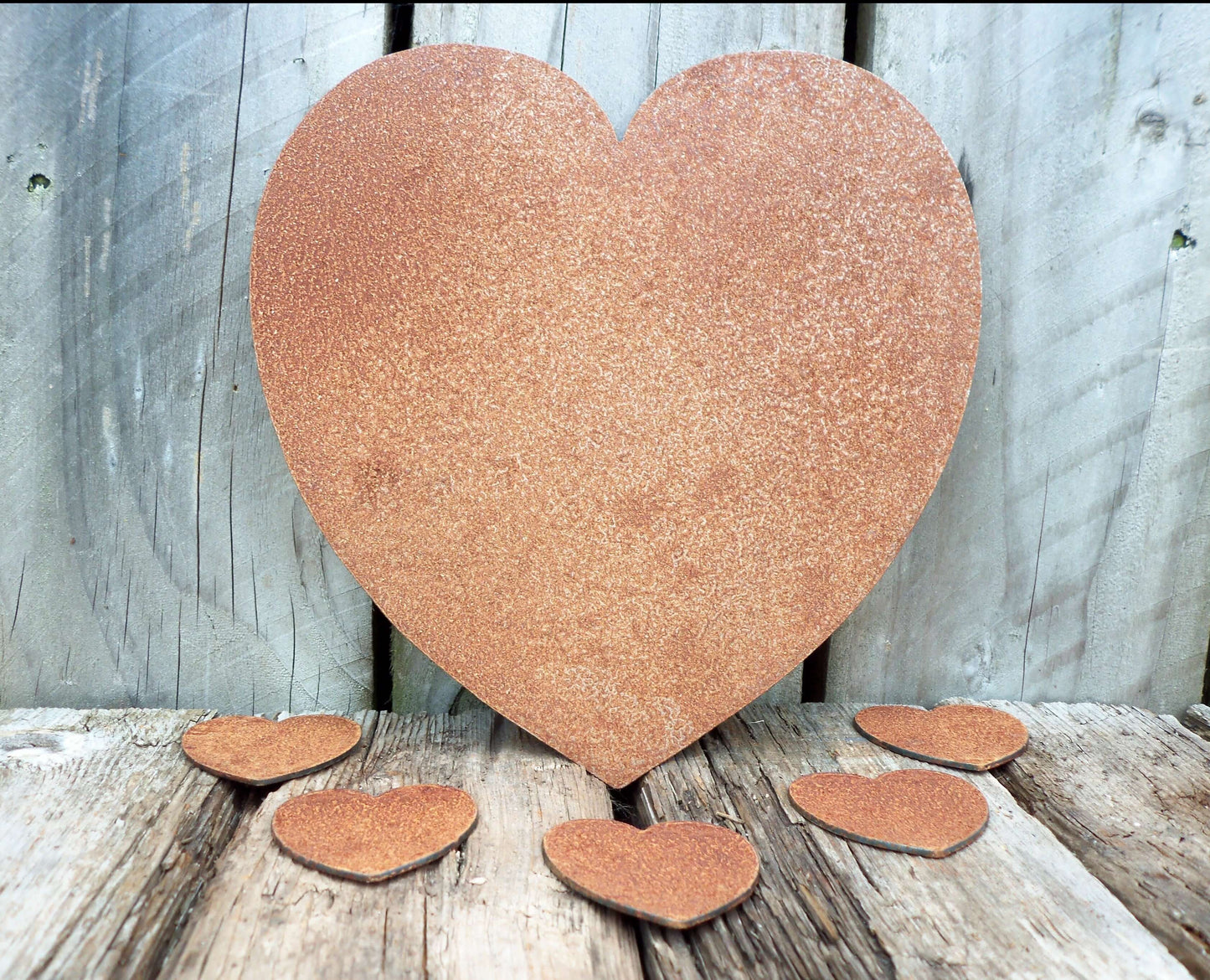 Rusty Metal HEART + 5 x SMALL HEARTS Garden Ornaments. Rustic Garden Decor. Metal Garden Decoration. Rusted Steel Garden Art. Birthday Gift