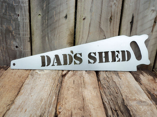 Metal HANDSAW 'DAD'S SHED' Sign Plaque Garden Ornament. Rustic Garden Decor. Metal Garden Decoration. Steel Home & Garden Art. Gift for Dad.