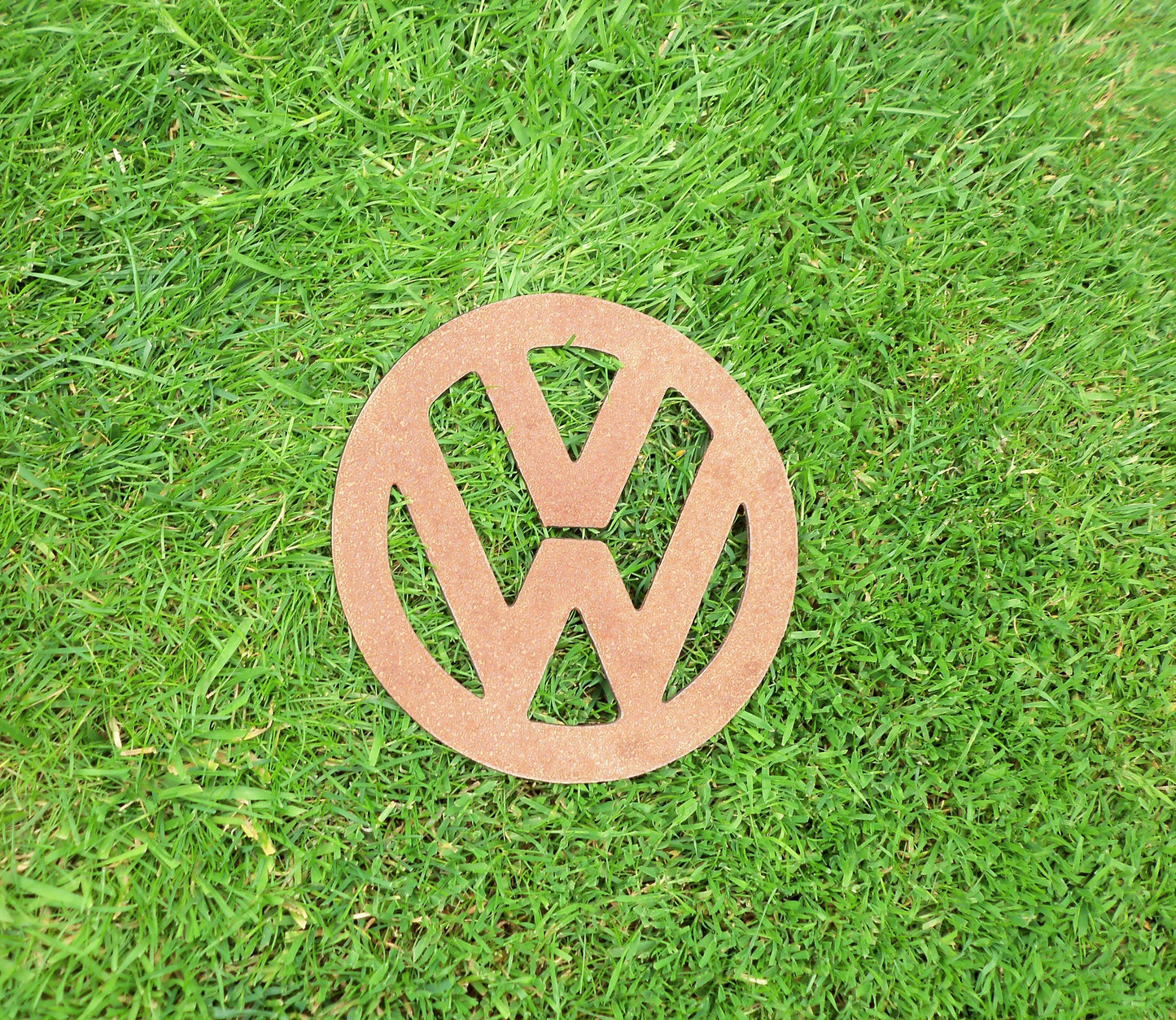 Rusty Metal VW BADGE SIGN Garden Ornament. Rustic Garden Decor. Metal Garden CAR BADGE Decoration. Rusted Steel Garden Art. Birthday Gift.