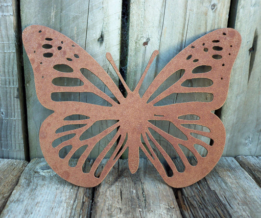 Rusty Metal BUTTERFLY Garden Ornament. Rustic Garden Decor. Metal Garden Butterfly Decoration. Rusted Steel Garden Art. Vintage Plaque Gift.