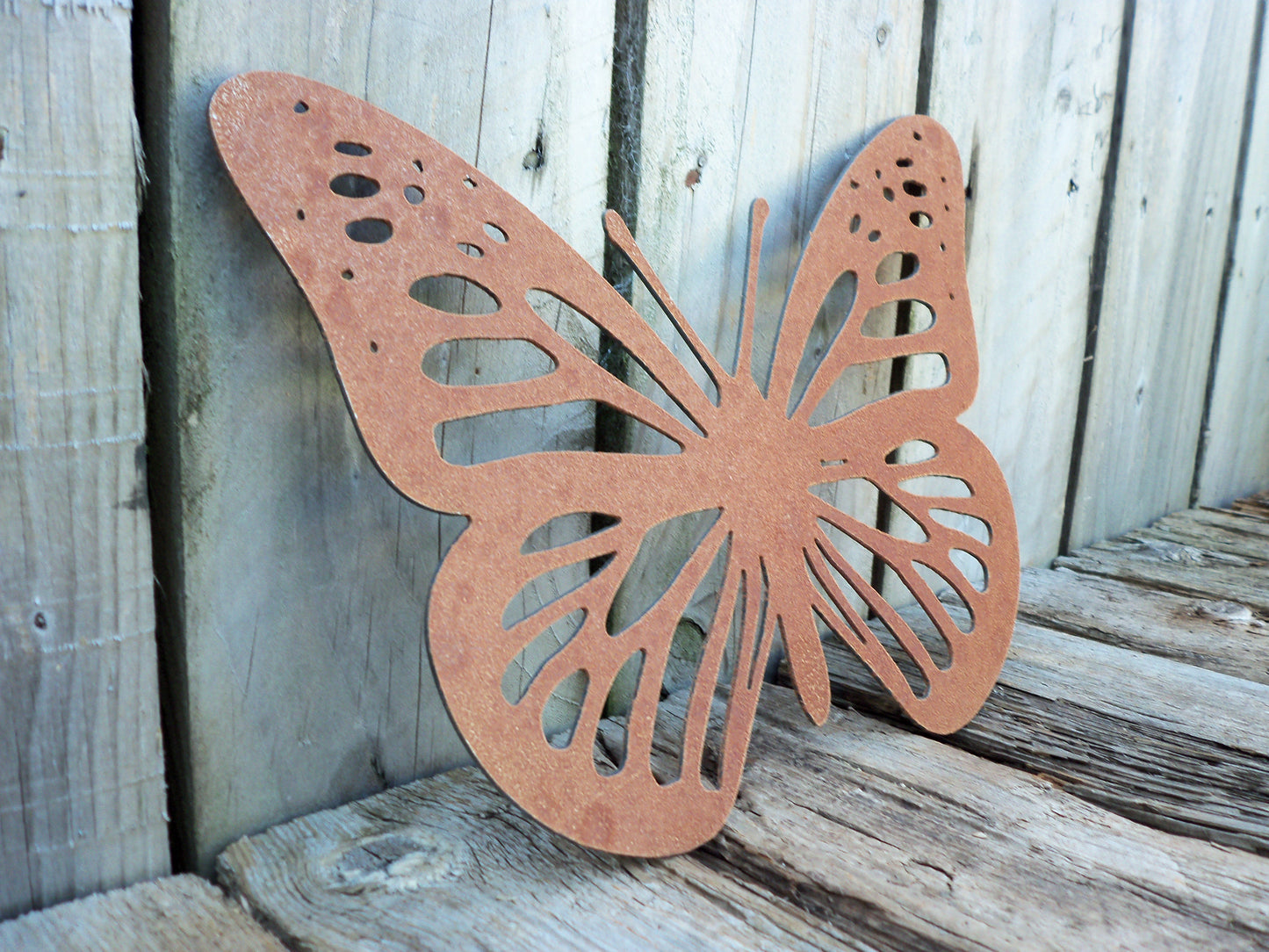 Rusty Metal BUTTERFLY Garden Ornament. Rustic Garden Decor. Metal Garden Butterfly Decoration. Rusted Steel Garden Art. Vintage Plaque Gift.