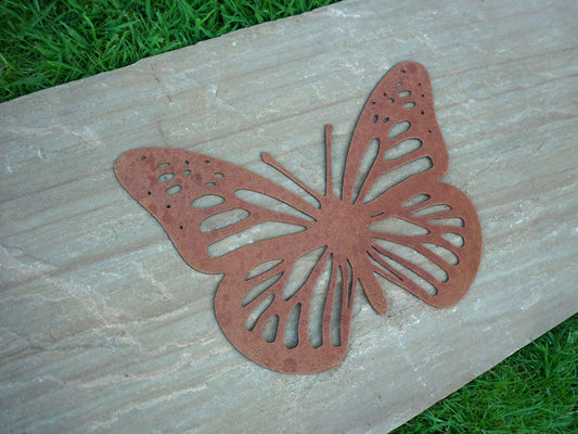 Rusty Metal BUTTERFLY Garden Ornament. Rustic Garden Decor. Metal Garden Butterfly Decoration. Rusted Steel Garden Art. Vintage Plaque Gift.