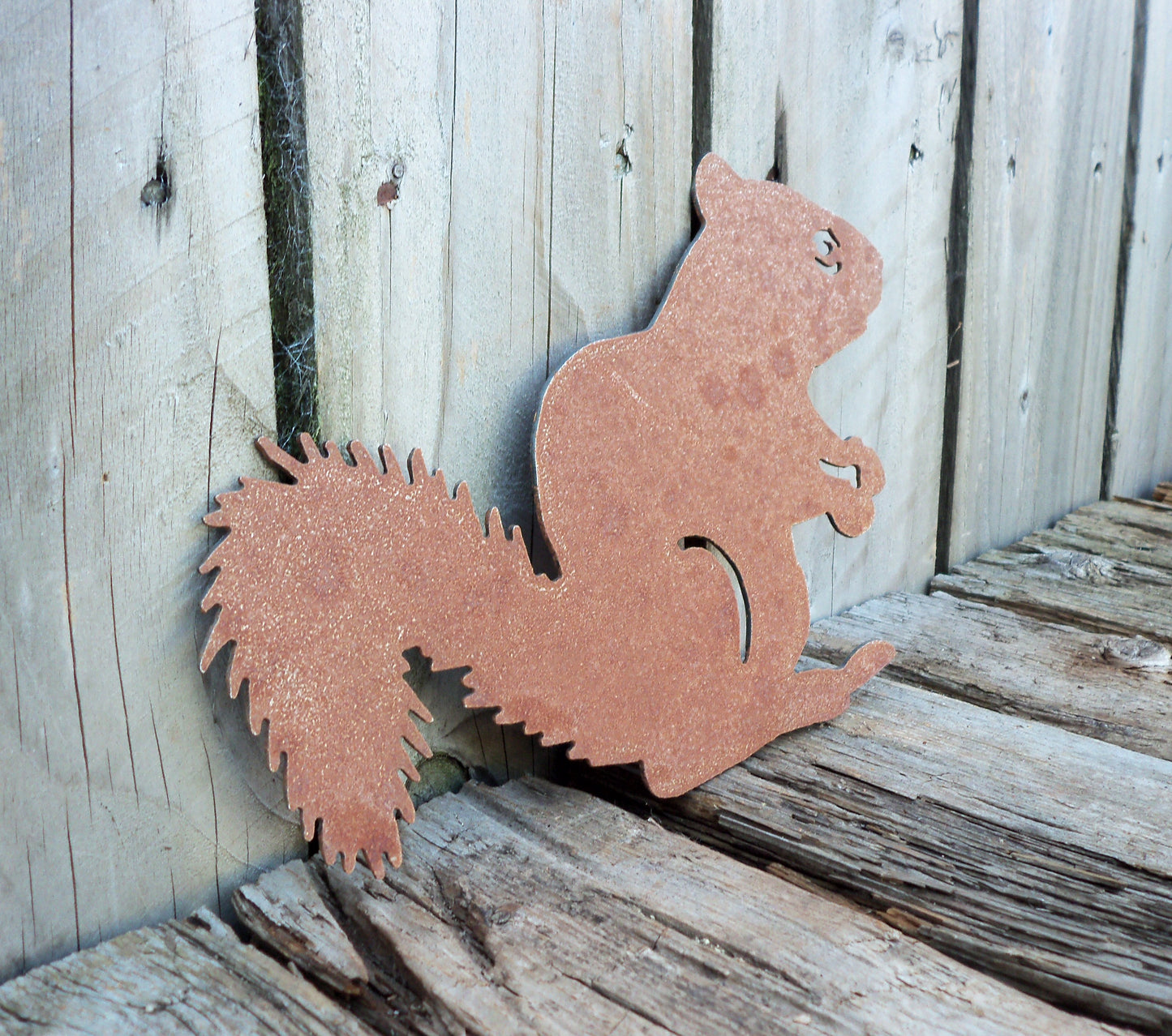 Rusty Metal SQUIRREL Garden Ornament. Rustic Garden Decor. Metal Garden Squirrel Decoration. Rusted Steel Garden Art. Birthday Gift for Mum