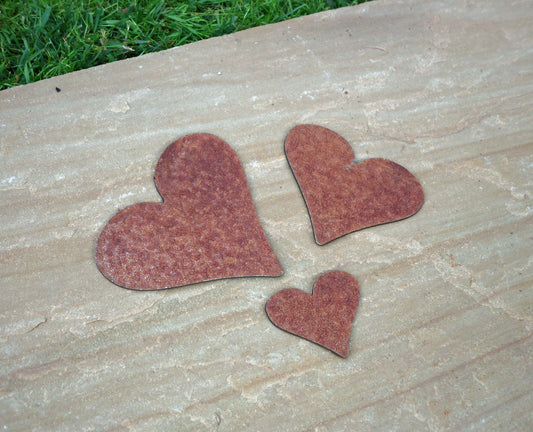 Rusty Metal LOVE HEARTS x 3 Garden Ornaments. Rustic Garden Decor. Metal Garden Hearts Decoration. Rusted Steel Garden Art. Vintage Gift.