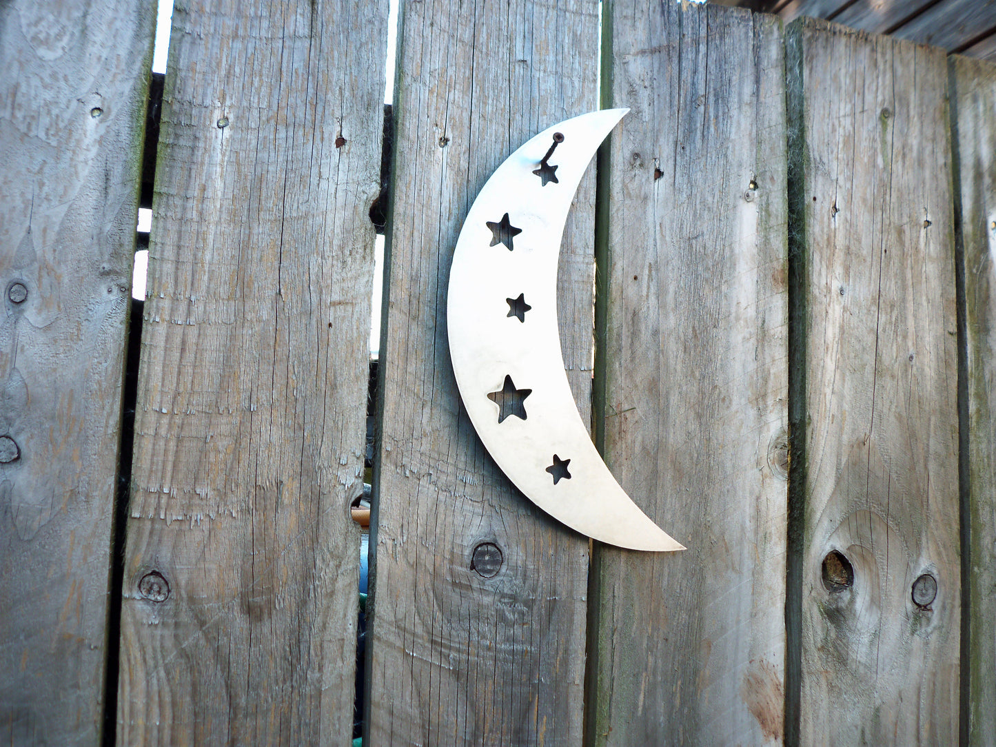 Metal CRESCENT MOON Garden Ornament. Rustic Garden Decor. Metal Garden MOON Decoration. Steel Home & Garden Wall Tree Art. Birthday Gift Mum