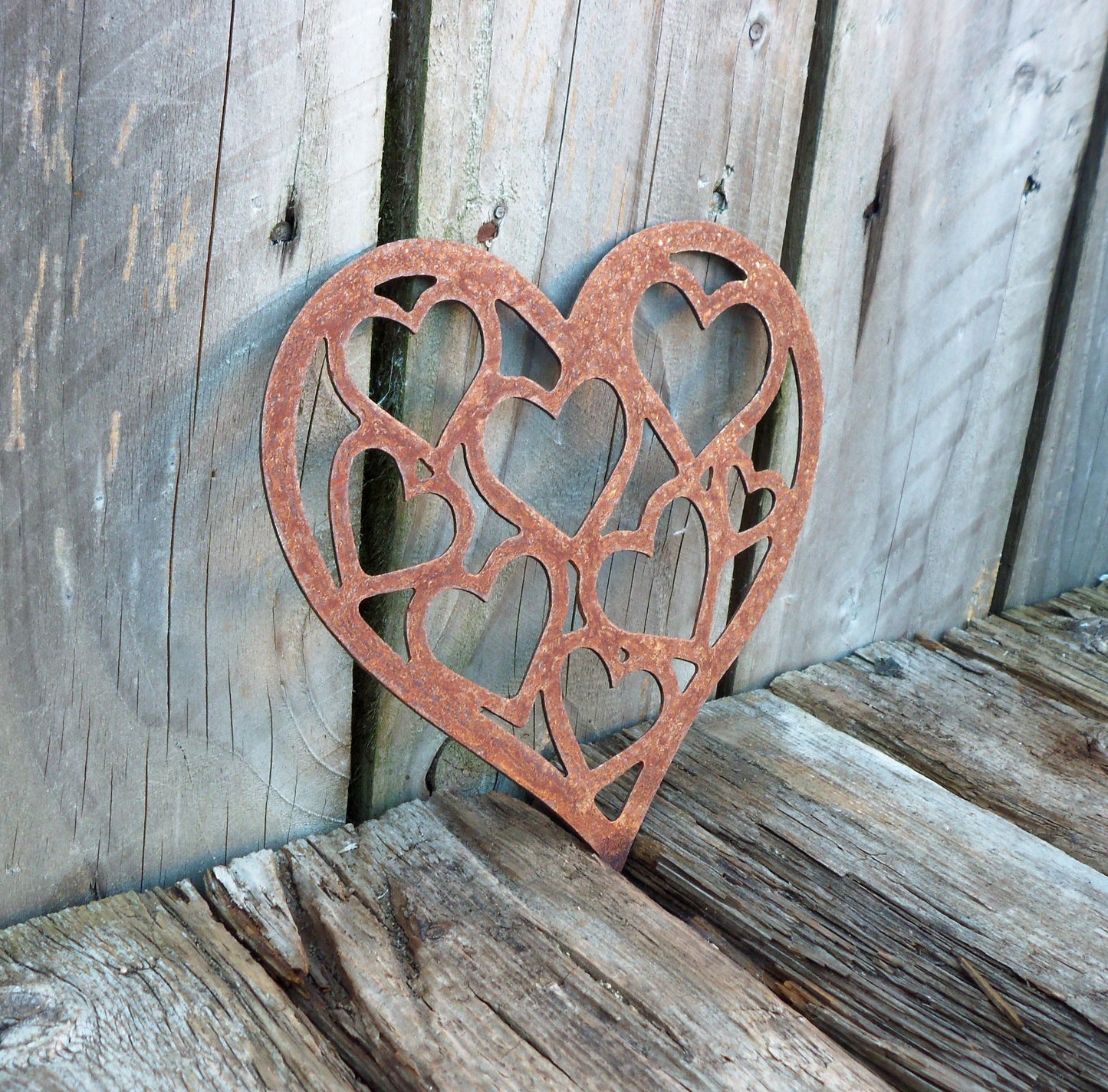 Metal LOVE HEART of HEARTS - S. Garden Ornament. Rustic Garden Decor. Metal Garden Heart Decoration. Steel Garden Art. Birthday Gift for Mum