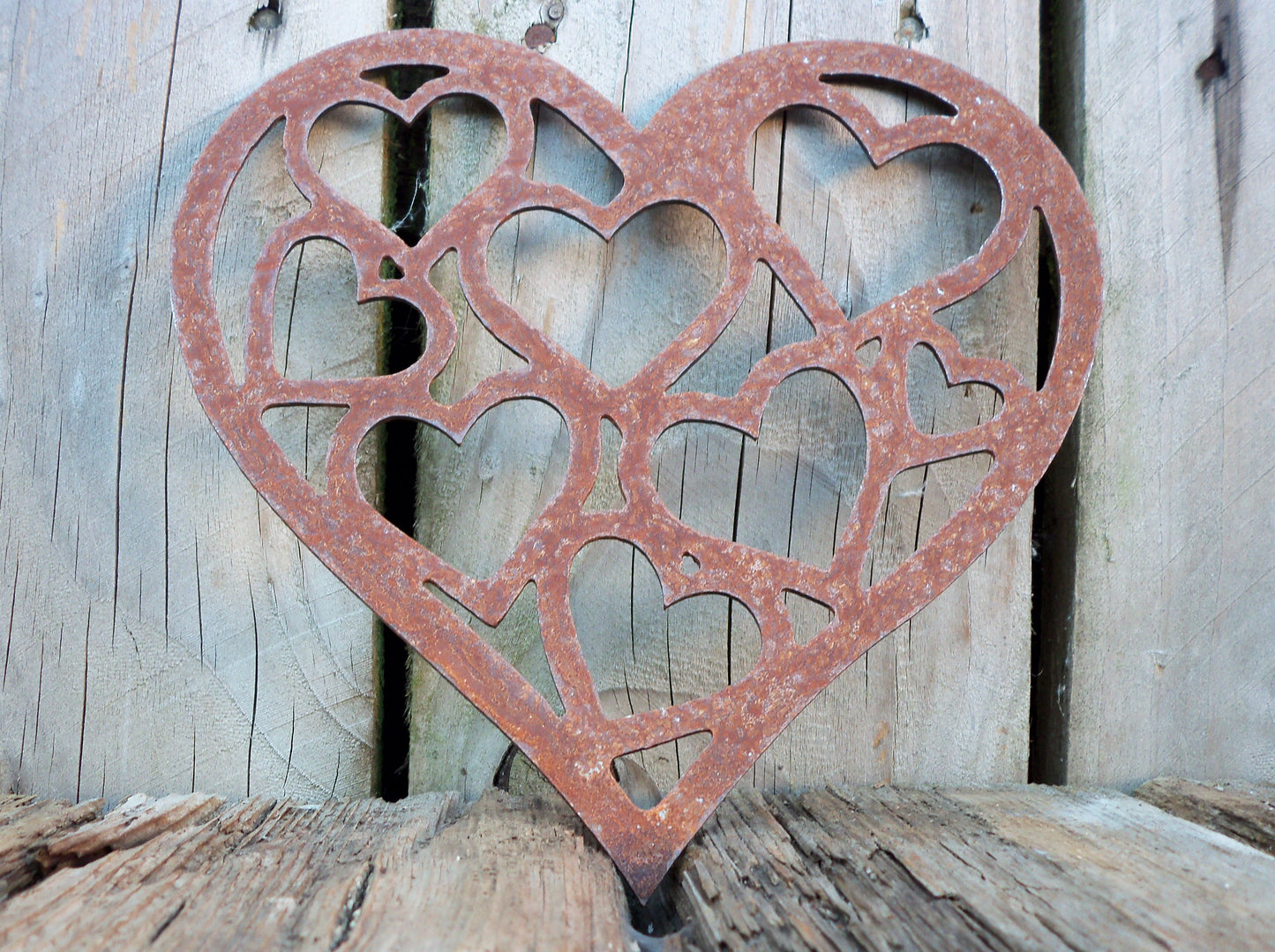 Rusty Metal LOVE HEART of HEARTS -Small/Medium/Large Garden Ornament. Rustic Garden Decor. Metal Heart Garden Decoration. Rusted Steel Garden Art.