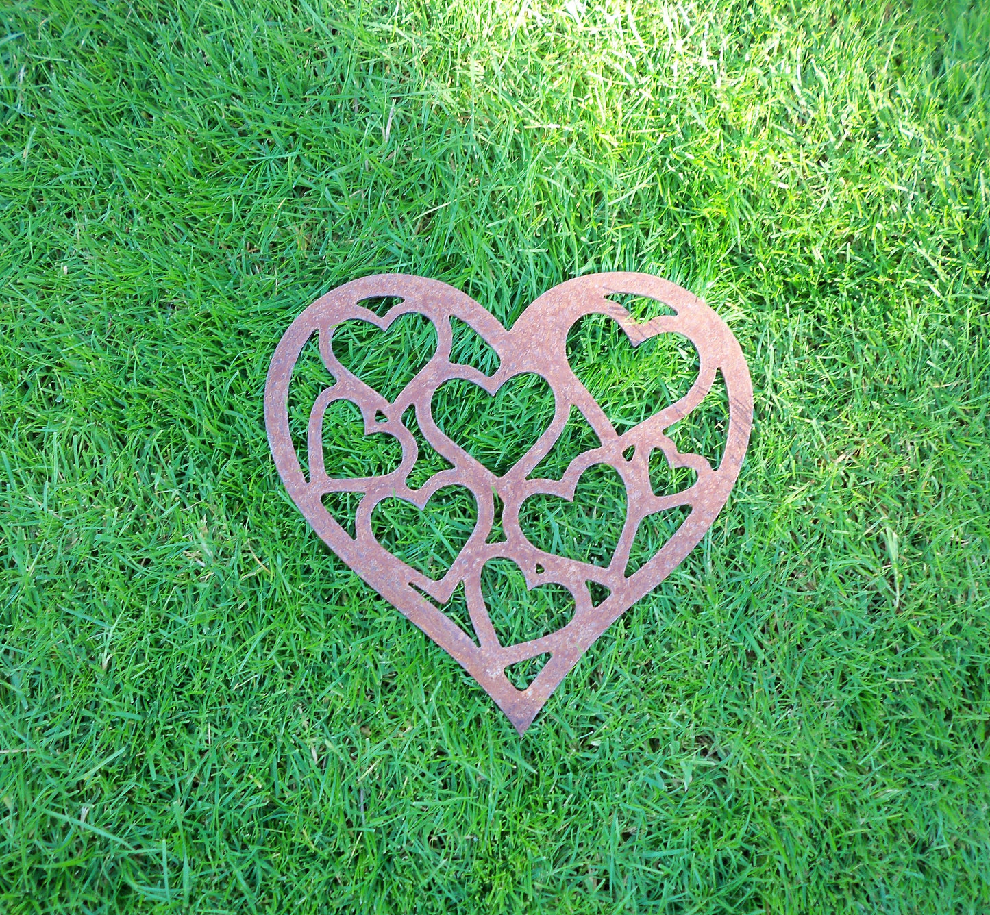 Rusty Metal LOVE HEART of HEARTS -Small/Medium/Large Garden Ornament. Rustic Garden Decor. Metal Heart Garden Decoration. Rusted Steel Garden Art.