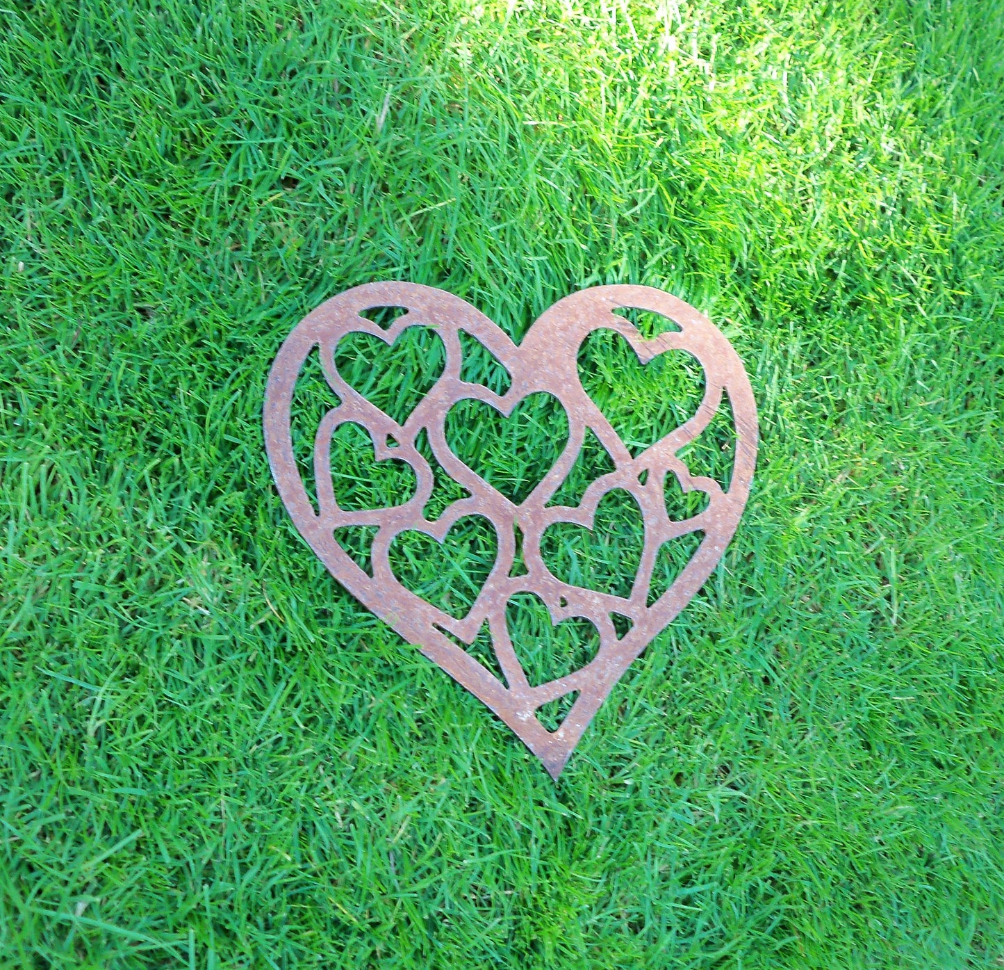 Rusty Metal LOVE HEART of HEARTS -Small/Medium/Large Garden Ornament. Rustic Garden Decor. Metal Heart Garden Decoration. Rusted Steel Garden Art.