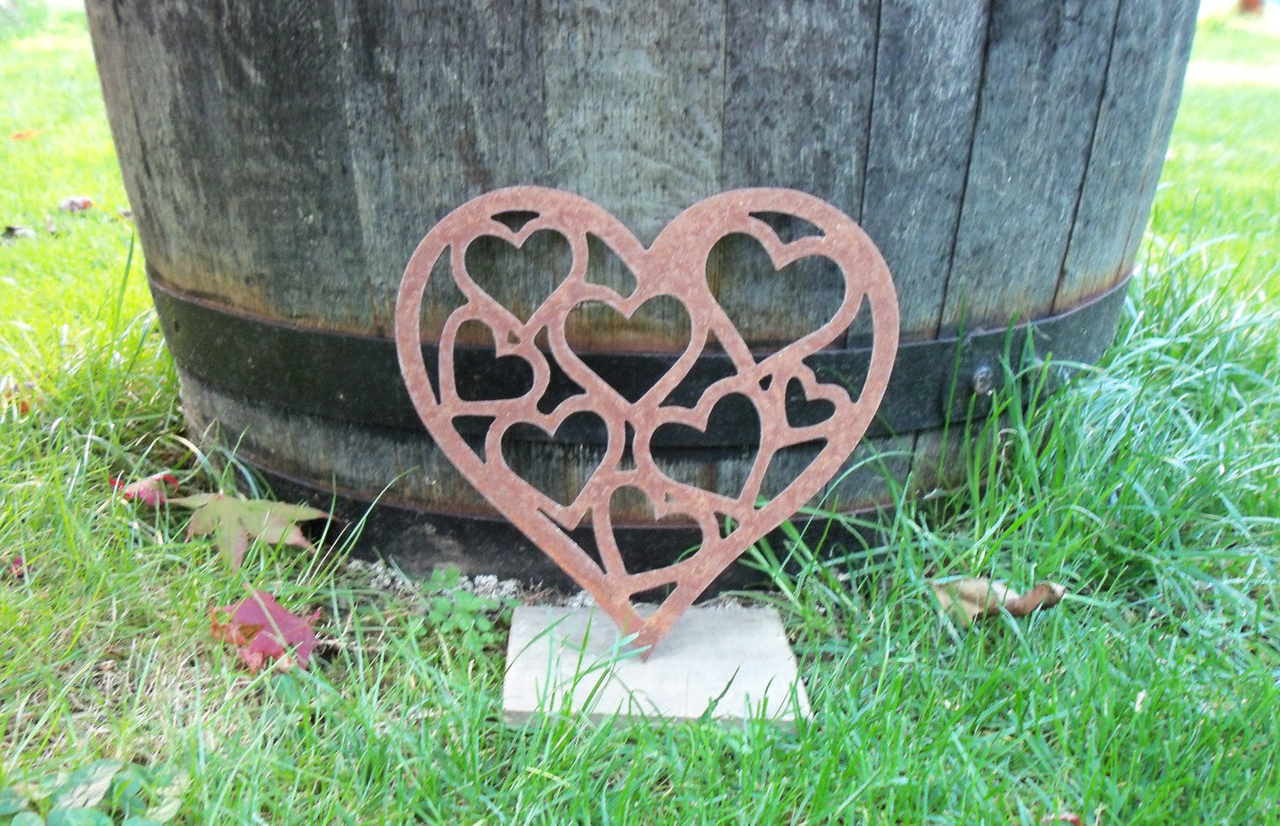 Rusty Metal LOVE HEART of HEARTS -Small/Medium/Large Garden Ornament. Rustic Garden Decor. Metal Heart Garden Decoration. Rusted Steel Garden Art.