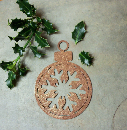 Rusty Metal SNOWFLAKE BAUBLE with Antiqued Gold Finish Garden Ornament. Rustic Garden Decor. Rusted Steel Garden Art. Christmas Decoration.