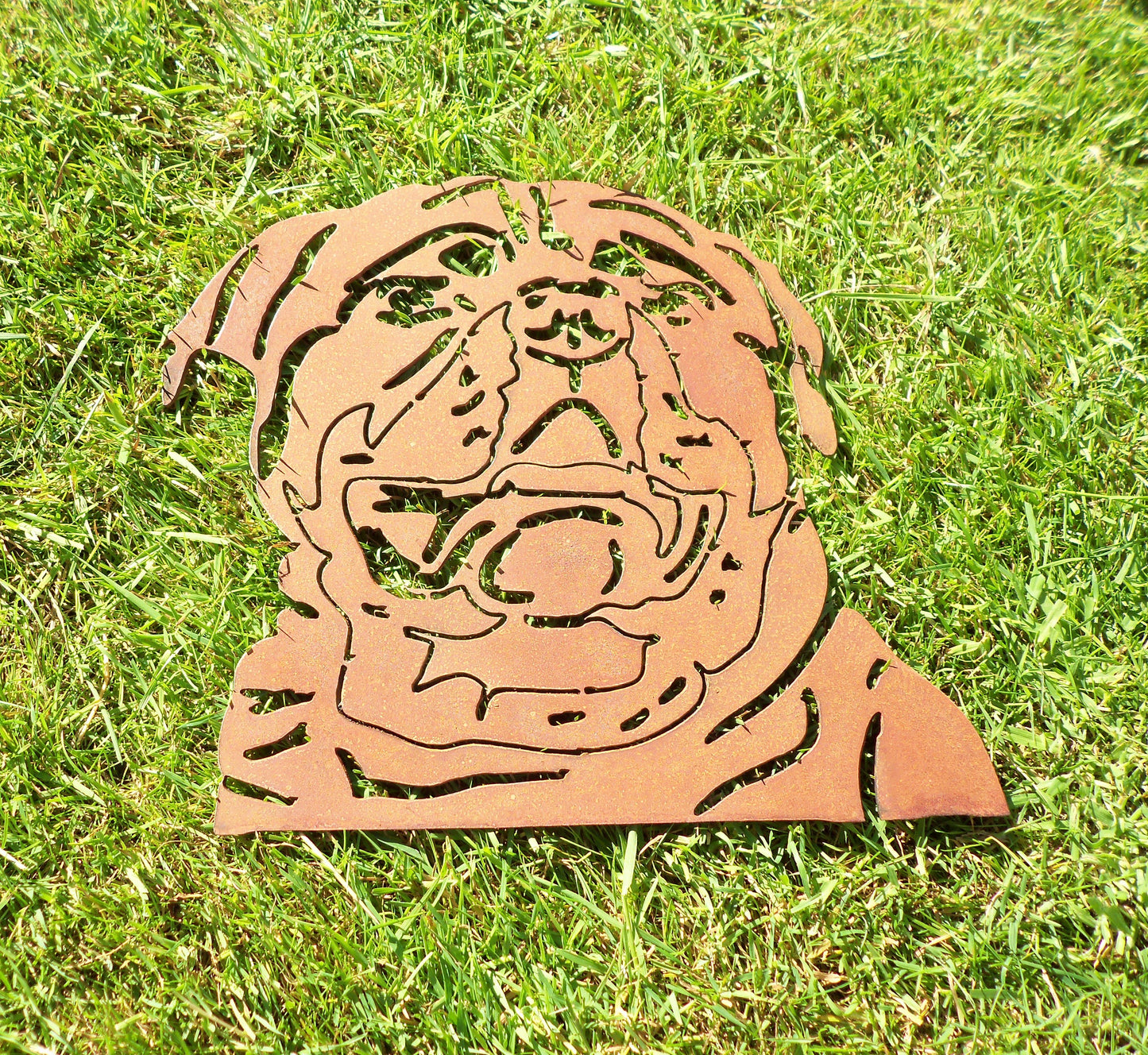 Rusty Metal ROTTWEILER DOG Face Garden Ornament. Rustic Garden Decor. Metal Garden Dog Decoration. Rusted Steel Garden Art. Birthday Gift.