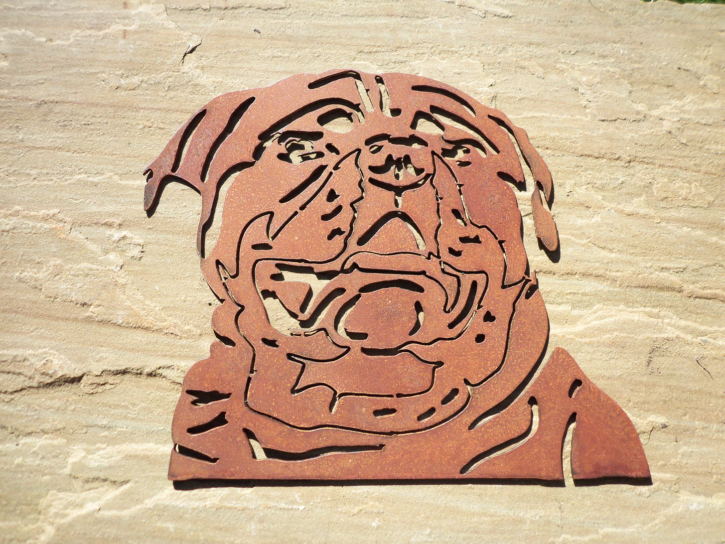 Rusty Metal ROTTWEILER DOG Face Garden Ornament. Rustic Garden Decor. Metal Garden Dog Decoration. Rusted Steel Garden Art. Birthday Gift.