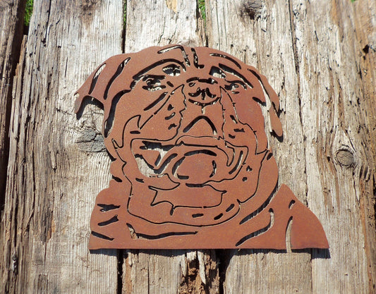 Rusty Metal ROTTWEILER DOG Face Garden Ornament. Rustic Garden Decor. Metal Garden Dog Decoration. Rusted Steel Garden Art. Birthday Gift.