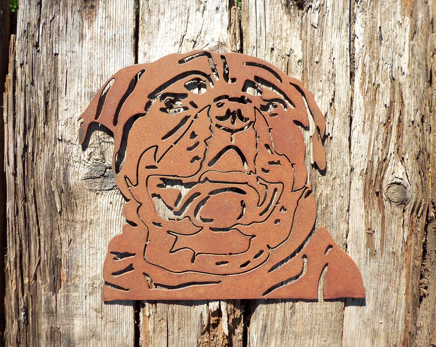 Rusty Metal ROTTWEILER DOG Face Garden Ornament. Rustic Garden Decor. Metal Garden Dog Decoration. Rusted Steel Garden Art. Birthday Gift.