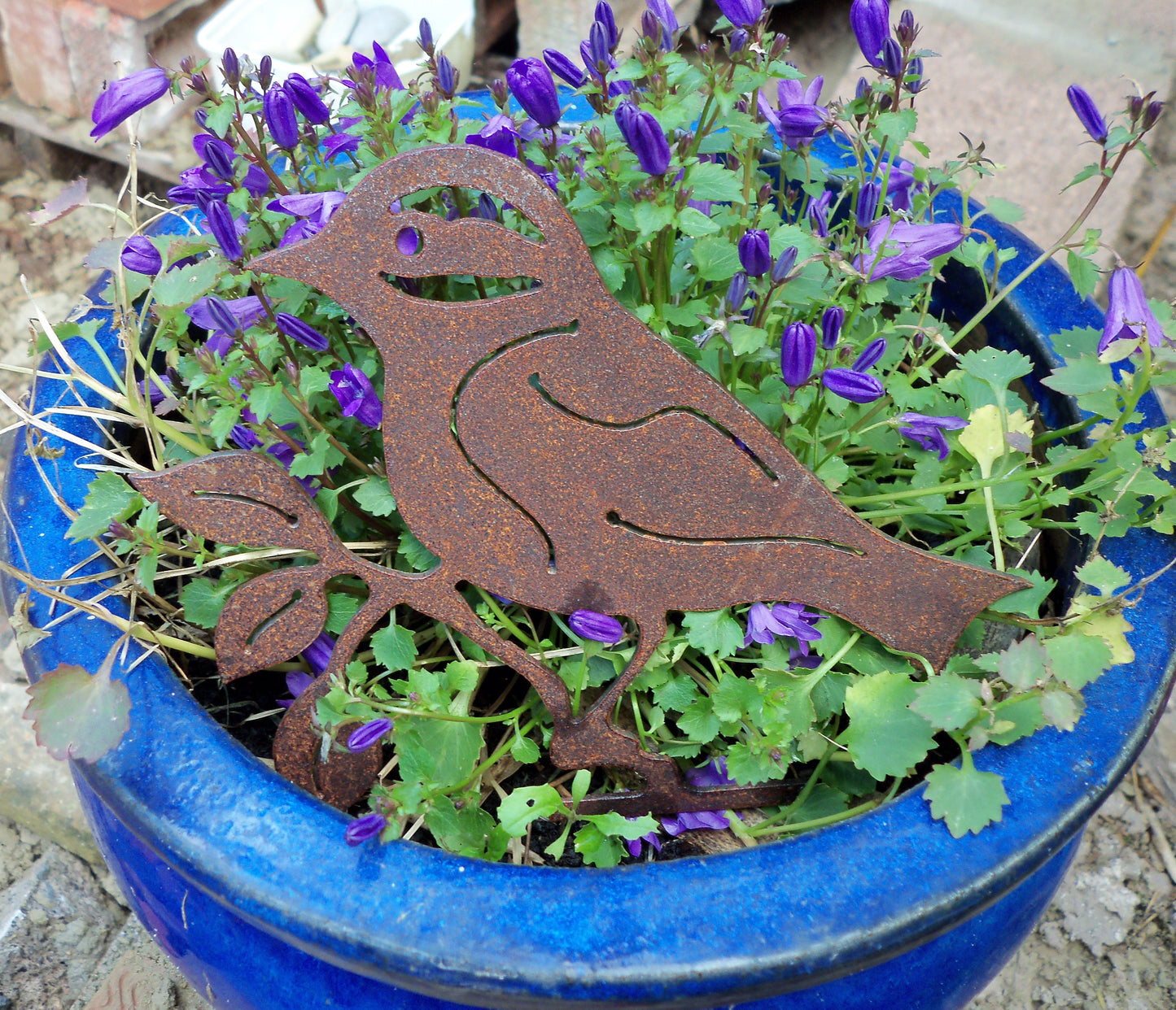 Rusty Metal GARDEN BIRD Garden Ornament. Rustic Garden Decor. Metal Garden Bird Decoration. Rusted Steel Garden Art. Birthday Gift for Mum.