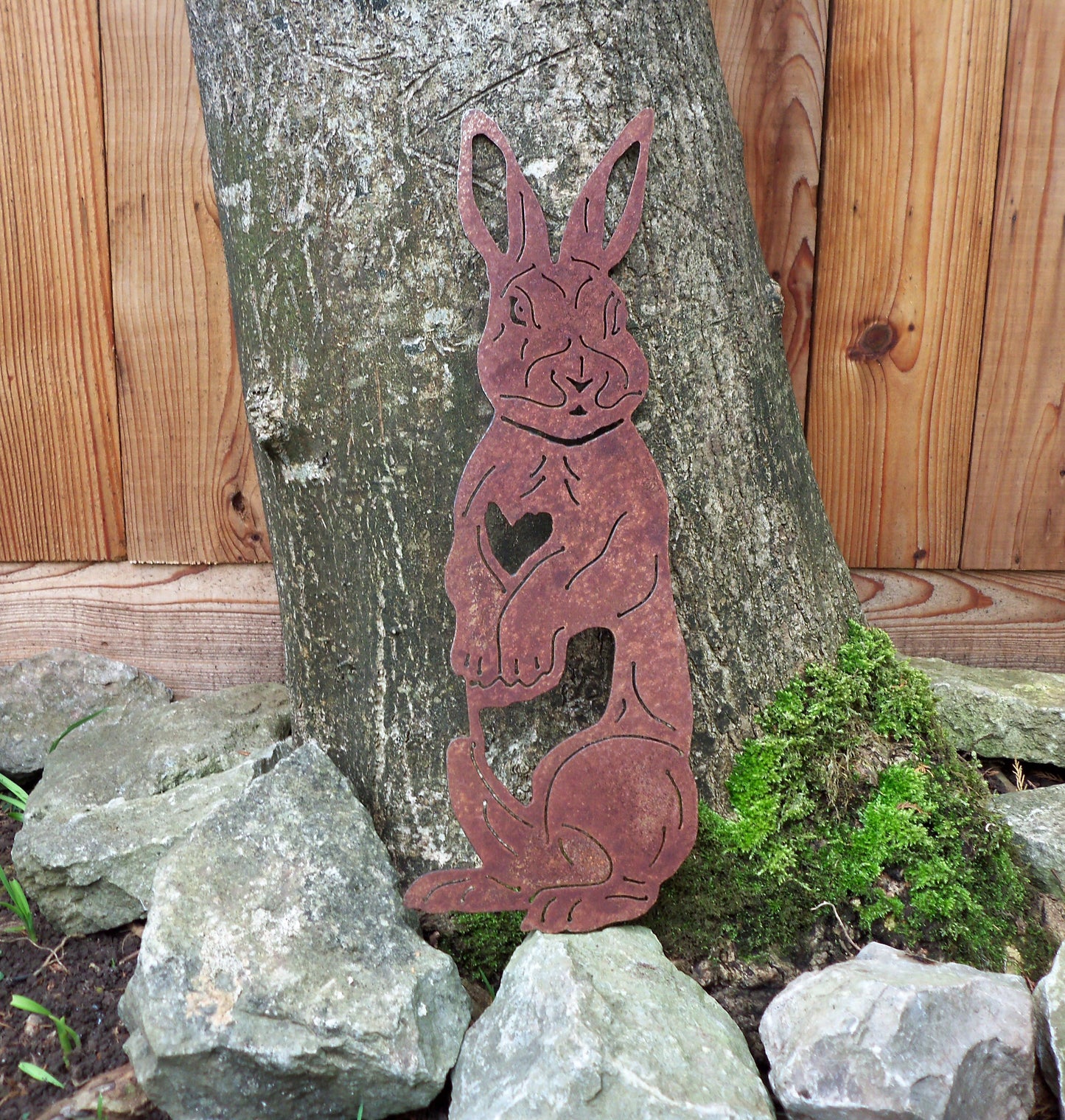 Rusty Metal RABBIT Garden Ornament. Rustic Garden Decor. Metal Garden Rabbit Decoration. Rusted Steel Garden Art. Birthday Gift for Mum.