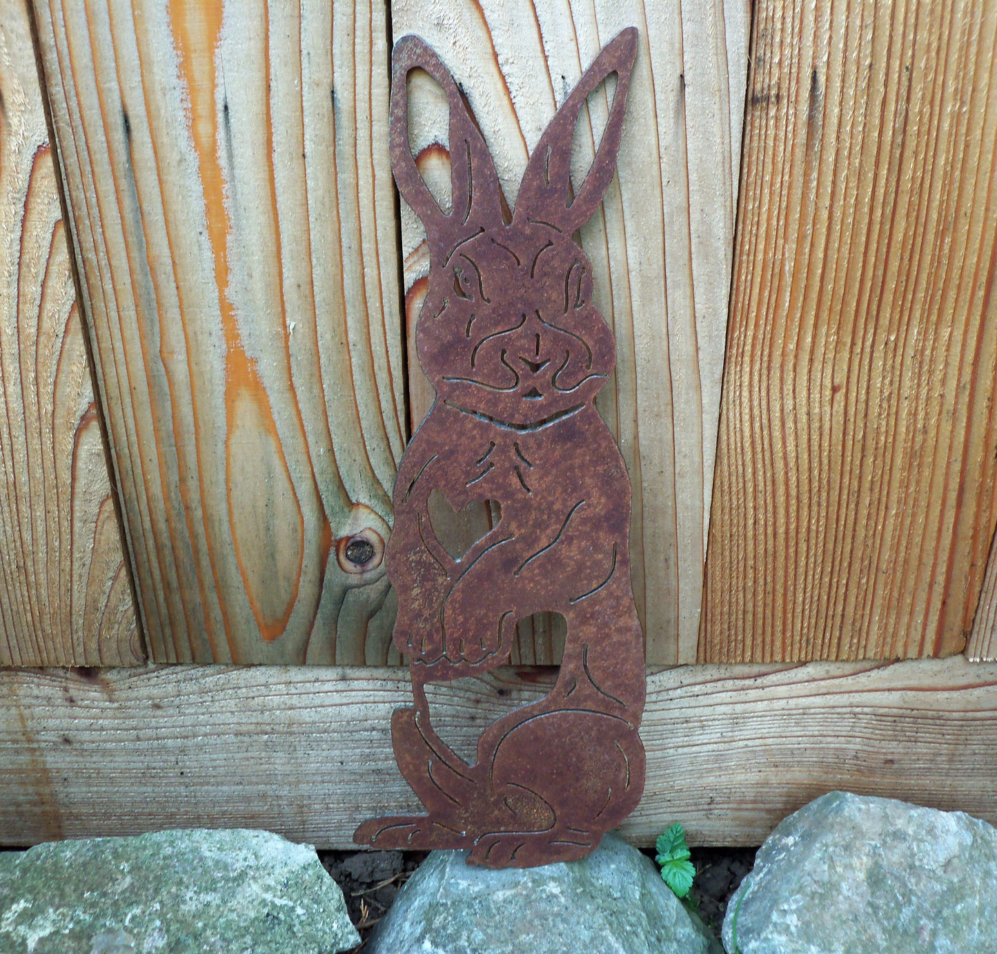 Rusty Metal RABBIT Garden Ornament. Rustic Garden Decor. Metal Garden Rabbit Decoration. Rusted Steel Garden Art. Birthday Gift for Mum.