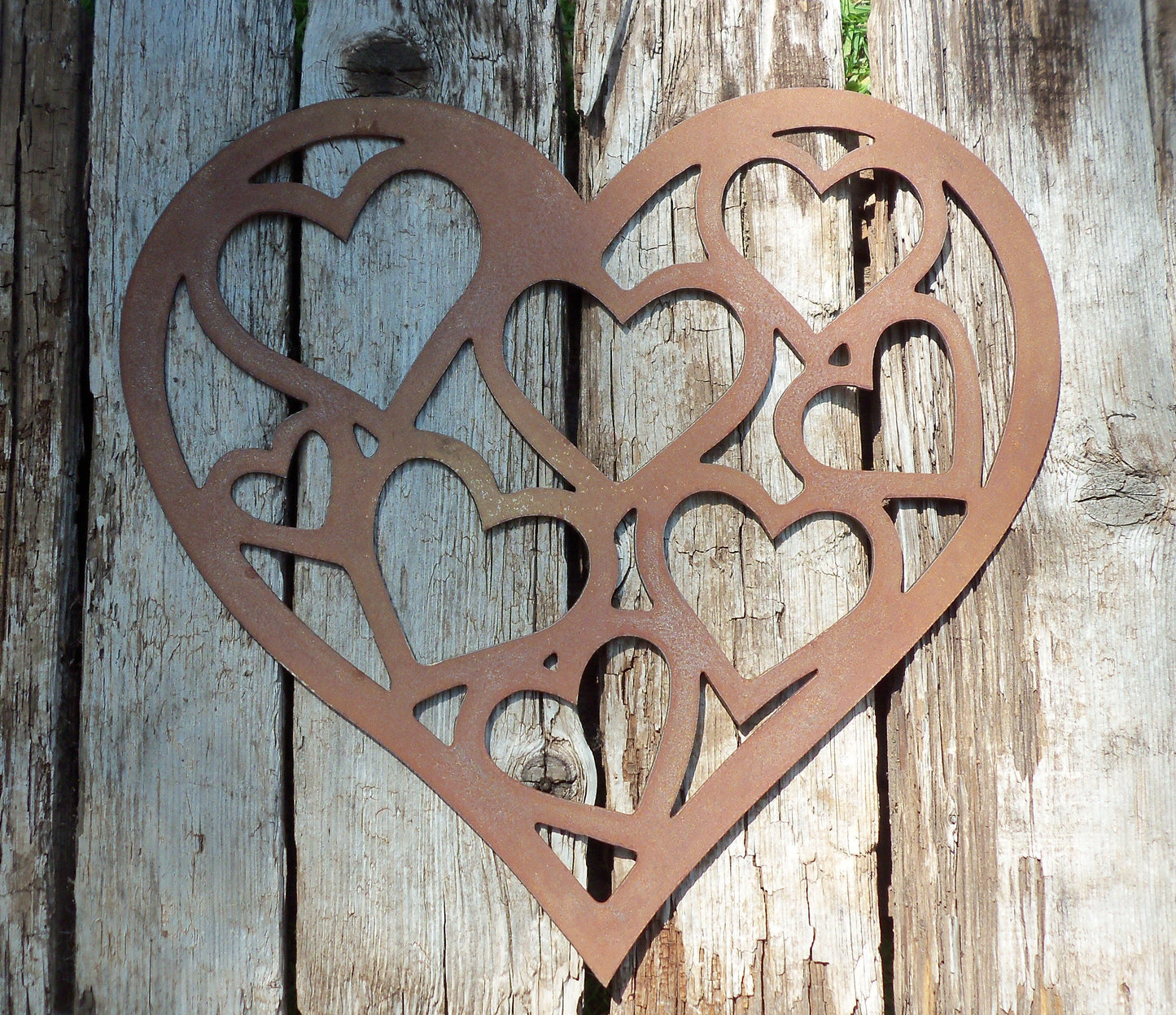 Rusty Metal LOVE HEART of HEARTS -Small/Medium/Large Garden Ornament. Rustic Garden Decor. Metal Heart Garden Decoration. Rusted Steel Garden Art.