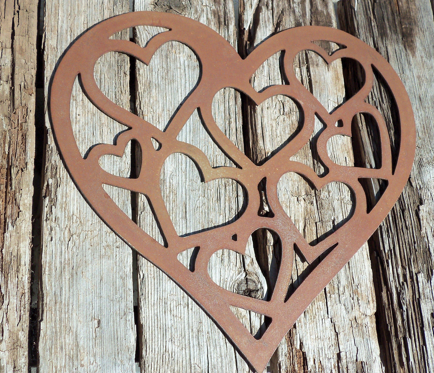 Rusty Metal LOVE HEART of HEARTS -Small/Medium/Large Garden Ornament. Rustic Garden Decor. Metal Heart Garden Decoration. Rusted Steel Garden Art.